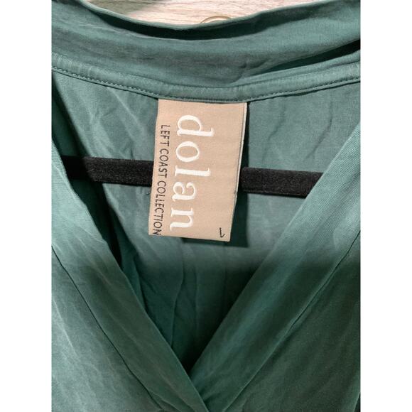 Dolan Left Coast Forest Green Cupro V Neck Tunic Dress - Large - Picture 3 of 4